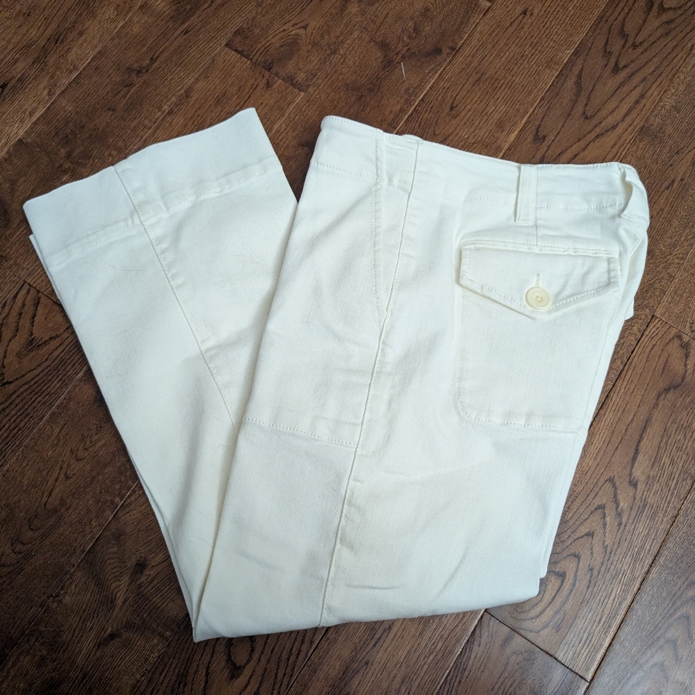 EUC Ladies Cabi White Denim Jeans Wide Straight Leg Size 2
